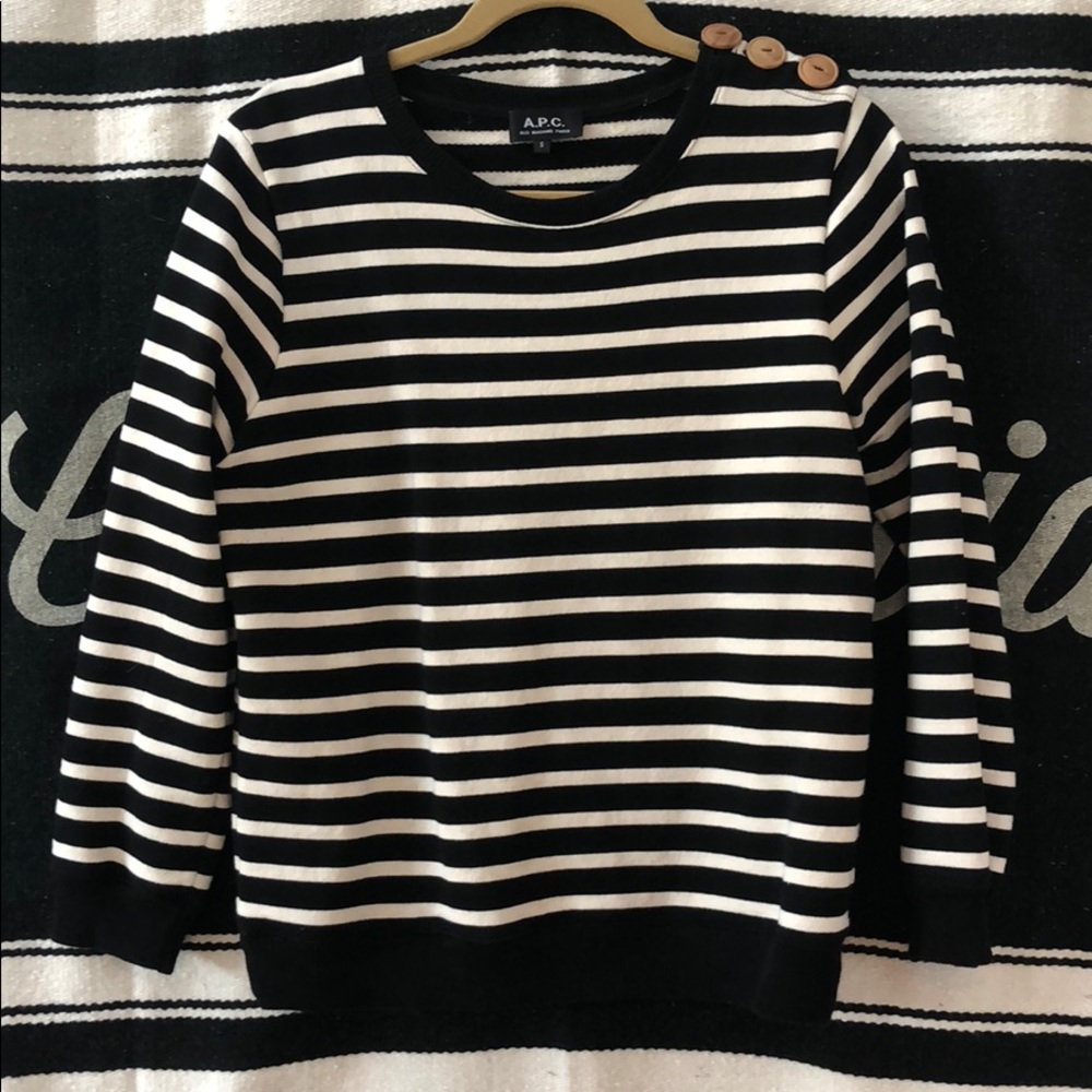 A.P.C. Striped sweatshirt with shoulder buttons